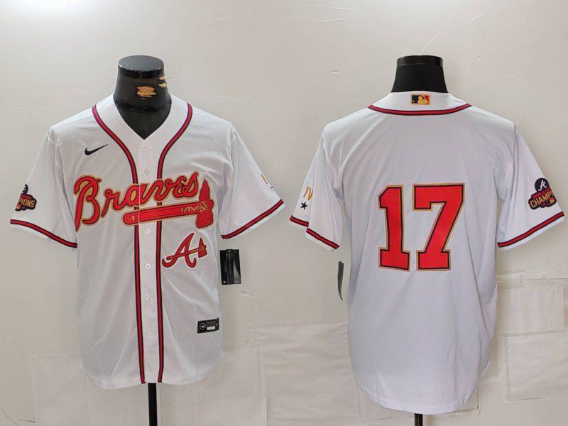 Men Atlanta Braves #17 No Name White Game 2024 Nike MLB Jersey style 2